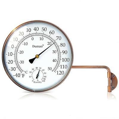 6-Inch Brass Outdoor Thermometer Hygrometer, Swivel Mount | Weatherproof, Battery-Free Analog Gauge, °F/°C Dual Scale, Adjustable View Angle, Easy Read Dial, Fits Patio & Greenhouse