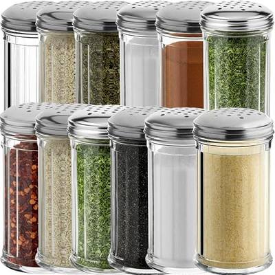 12 Oz Parmesan Cheese Shaker/salt and pepper shakers with Stainless Steel Lid, Clear Plastic seasoning shaker, sugar/spice dispenser, large salt and pepper shakers (360 ml) by GEEX DEPOT (12, 12 Oz)