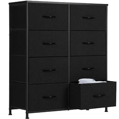 Sweetcrispy Dresser, Dresser for Bedroom Drawer Organizer Storage Drawers, Fabric Storage Tower with 8 Drawers, Chest of Drawers with Steel Frame, Wood Top for Living Room, Closet,Black