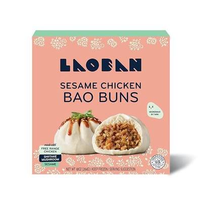 Laoban Dumplings︱Sesame Chicken Bao Buns︱Made with Free-Range Chicken, Shiitake Mushrooms, and Sesame︱Frozen Meals Made from Scratch | No Artificial Ingredients or Preservatives (10oz)