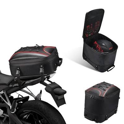 ZZM Expandable Motorcycle Tail Bag, 22L-34L Waterproof Motorcycle Rear Seat Bag with Rain Cover, Dual Use Helmet Bags Storage Backpack for Motorbike Weekender Travel (Gey)