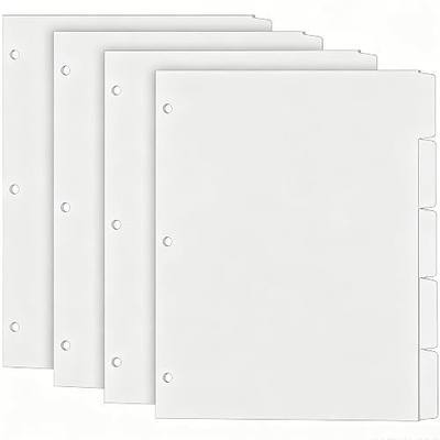 Binder Dividers for 3 Ring Binder, 1/5 Cut Tabs, Letter Size, Blank Write On Page Dividers with 5 Big Tabs for School Office Home, 4 Sets, 20 Dividers, White