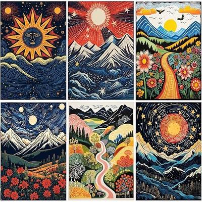 DOTSOPS Diamond Painting Kits Art Adults Painting Kit Crafts DIY 5D Diamond Art Packs Kits Full for Adults Beginner Home Wall Decoration Gift 11.8x15.7 Inches (6 Pack Landscape Abstract)
