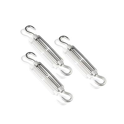 3 PCS M4 Turnbuckle Hook & Hook, 304 Stainless Steel Rope Tensioner | 304 Stainless Steel Corrosion-Proof, Dual-Sided Adjustable Threading, Holds 55lbs Load, For Wire Rope Shade Sail Tent