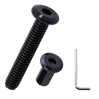 M6-1.0 x 35mm Flat Head Binding Screws with M6 x 15mm Binding Nuts Set 10 Sets, 18-8 (304) Stainless Steel, Black Coated, Fayeploo (with Hex Wrench)