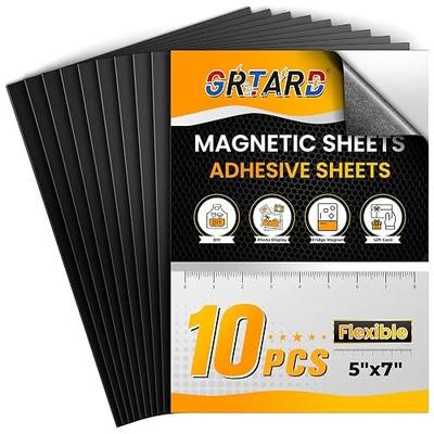 Grtard 5" x 7" Magnetic Sheets with Adhesive Backing, 10 Pack Flexible Magnet Sheets with Adhesive for Stickers, Strong Cuttable Magnetic Sheet for Crafts, Photos, DIY