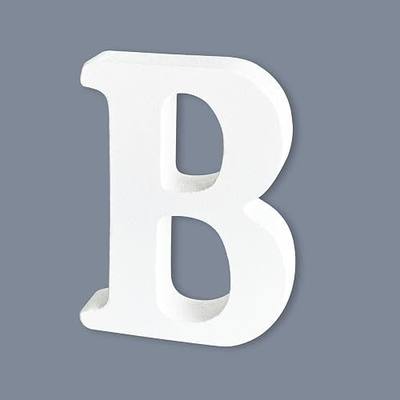 6 Inch Wooden Letters, White Unfinished Wood Letters for DIY, Three-Dimensional Wedding Birthday Party Wall Decor, Letter B