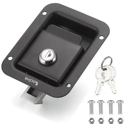 Black Truck Tool Box Lock Replacement kit, 304 Stainless Steel Locking Paddle Latch, Truck Bed Toolbox Handle, Trailer Door, RV, Camper, Storage Box, 4.7" L x 3.62" W with Keys