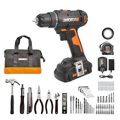WORX Cordless Drill Driver, 20V 3/8-Inch 84-Piece Kit, WX100L.2 | Variable 2-Speed, 265 in-lb Torque, 20+1 Clutch, Lightweight and Compact, Battery & Charger Included
