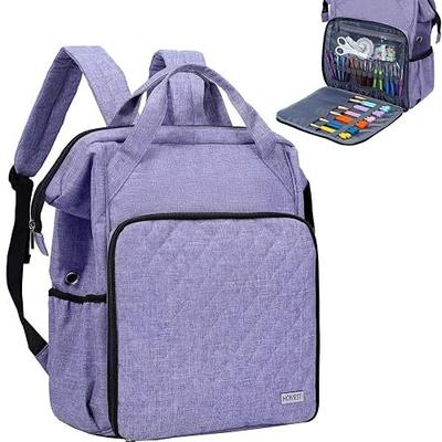 HOMEST Crochet Bag Organizer, Large Capacity Yarn Storage, Knitting Bag for Carrying Projects, Crocheting Hooks, Suppliers, Needles and Accessories, Purple | Large capacity for projects, hooks, needles and supplies with roomy pockets, easy access and sturdy handles, Purple