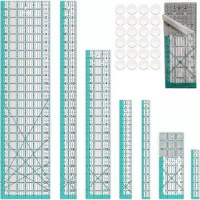 Quilting Rulers,7 Sewing Rulers Quilting Templates(6"x24",2"x24",3"x18",3"x8",1.5"x12",1"x12",1"x6"),Quilting Supplies Acrylic Rulers Fabric Cutting Ruler with Non-Slip Rings for Quilting and Sewing