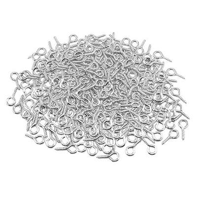 100 Pcs Small Screw Eye Pins, 10mm x 5mm Small Eye Hooks, Eye Hooks Screw is Suitable for Jewelry Making, Pendant Beads, DIY Making (Silver)