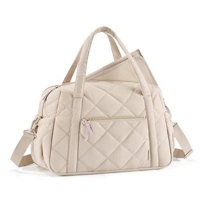 mommore Diaper Bag Tote Large Expandable Baby Travel Tote for 2 Kids Twins, Quilted Hospital Bag for Mom, Weekender