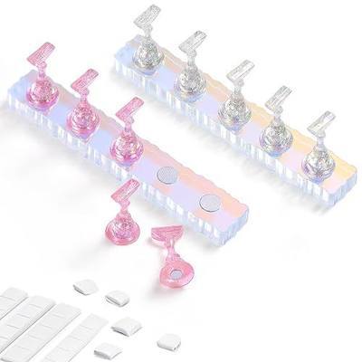 Etercycle 2 Set Aurora Acrylic Nail Holder for Display Painting Nails | Magnetic Practice Nail Stand Set, Fake Nail Holder for Press On Nails, with Reusable Adhesive Putty
