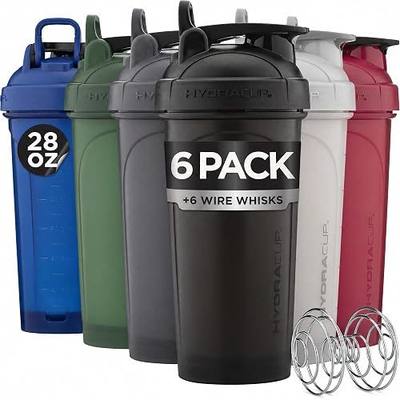 Hydra Cup 6 Pack 28 oz Protein Shaker Bottles for Protein Mixes with Whisk Ball, Leak-Proof Shaker Cups for Protein Shakes, BPA-Free with Carry Handle (OG Sport Mix)