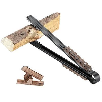 CAMPINGMOON 16-inch Length Charcoal Tongs with Scissor Shape Serrated Log Claw Small Fire Tongs for Bonfire Campfire Fire Pit with Wood Hand BKMS-41
