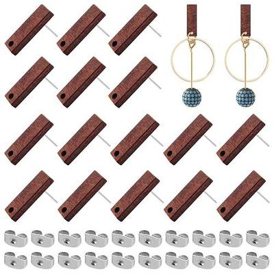 Wood Earring Posts for Jewelry Making,80Pcs Wood Earring Studs Earring Findings Wooden Stud Earring Posts Earring Pin Studs Bulk with Earring Backs for DIY Jewelry Making Earrings Making Supplies