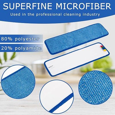 12 Pack Replacement Microfiber Pad - Thick - Universal Commercial 17-18 Inch Mop Head- Heavy Duty - Wet & Dry Commercial Cleaning Refills Reusable Mop Refills Fit for Most Microfiber Flat Mop System