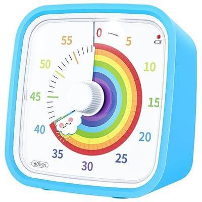 Yunbaoit Rainbow Visual Timer for Kids, 60-min Countdown Timer, Blue | Protective Case, No Ticking, Mute and Ringing Alarm Available, Time Management Tool, Low Power Reminder, for Study,Game,Work