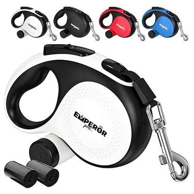 Emperor Pets Retractable Dog Leash 26 ft White - Heavy Duty Leash for Medium Large Dogs up to 110 lbs, Anti-Slip Grip, Poop Bag Dispenser – Aura Collection -BW26