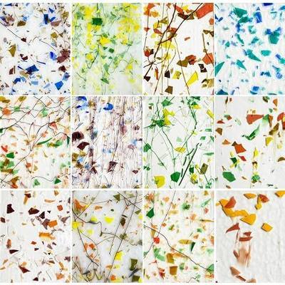12 Sheets Patterned Stained Glass Sheet Variety Pack, 6 X 4 inch Cathedral Art Mosaic Glass Tiles for Crafts, Stained Glass Supplies(Mixed Clear and Opal)