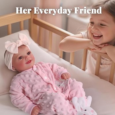 BABESIDE Reborn Baby Dolls Sunny - 17 Inch Cute Realistic Baby Doll | Soft Cloth Body, Poseable Real Life Baby Dolls with Bottle and Accessories for 3+ Years Old Girl Gifts, Pretend Play