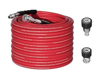 Pressure Washer Hose 50FT 1/4'' with Steel Wire Braided Pressure Washing Hose 4200 PSI Wear Resistant with Swivel 3/8" Stainless Steel Quick Connect for Power Washer and Hot/Cold Water