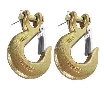 2 Pack Slip Hook, Heavy Duty Safety Latch Hook 3/8'', G70 Forged Steel 18,000 Lbs Capacity Tow Chain Clevis Grab Hook Working with Towing and Chain for Trailer Truck Transport Tow Chain Hook