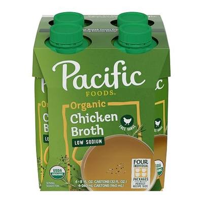 Pacific Foods, Organic Broth Chicken Low Sodium, 8 Ounce, 4 Pack