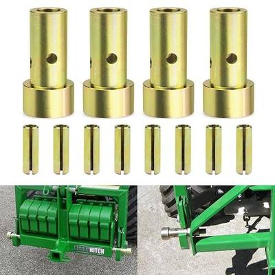 Quick Hitch Adapter Bushings Set Fit for Cat 1 3-Point Tractor Implements 4PCS Bushing Kit with Roll Pins, Gold