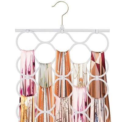 BigOtters 18 Loop Scarf Hanger Holder Organizer Space Saver Organizer Multiple Purpose for Closet Tie,Belt,Scarves,Shawl,Socks-White