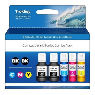 Compatible for Ink Refill Bottles ET-2850 ET-3760 ET-3850 (5 Pack) Replacement for ET 2850 ET 3850 ET-4850 ET-2760 ET3760 2850 ET-4760 ET-3830 ET-3843 ET-2750 ET-3750 ET-4750 ET-15000 Printer