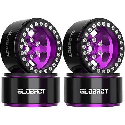 Aluminum 1.9 Beadlock Wheels - Offset -10.5mm RC Wheel Rim Hub for 1/10 RC Crawler TRX4 TRX6 Axial SCX10 UTB10 Redcat GEN7 8 VS4-10 RC4WD D90 Upgrade Accessories (4Pcs Purple)