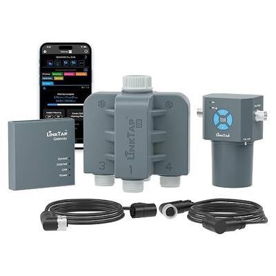 LinkTap Q1 4-Zone Wireless Water Timer & Gateway, Equals Four G2S Smart Hose Timers | 4 Independent Zones for Garden/Lawn/Yard, Irrigation by Weather/Volume/Duration, Fault Detection & Alerts, Anti-Freeze, IP66