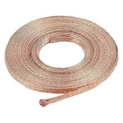 BENECREAT 8.75 Yards 6mm Copper Braided Wire Flat Copper Braid Cable Ground Strap Expandable Shielding Wire for Screening Signal Grounding and Reducing Noise, 1mm Thick