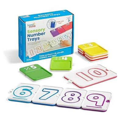 hand2mind Sensory Number Trays, Learning Numbers for Kids, Fine Motor Activities, Counting Toys for Sensory Seeking Kids, Texture Toys, Pre-Writing Skills for Toddlers, Montessori Math Materials