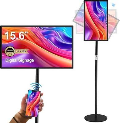15.6" Digital Signage Display 10000 mAh Capacitive Touch Screen Advertising Display with Wireless Screen Mirroring, All in One LCD Screen HDMI-in with Android 13(2+32GB)