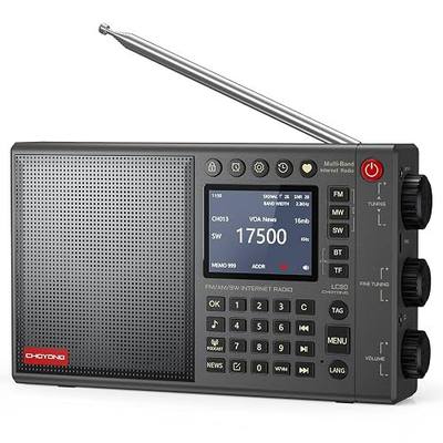 CHOYONG LC90 Wi-Fi/4G Internet Radio, Portable FM/LW/MW/SW Radio with Rechargeable 5000mAh Battery, 40K Radio Stations, BT Speaker, Alarm Clock, 15W Stereo Speakers, Support TF Card