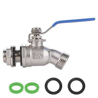 High Flow Rain Barrel Spigot, Lead-free,304 Stainless Steel Faucet Kit for Plastic and Other Top Open Barrel, Quarter Turn Spigot