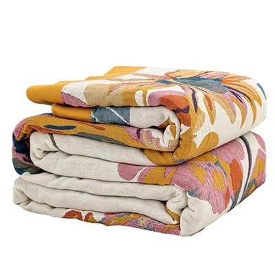 Boho Throw Blanket for Bed 60”x80”, 100% Cotton Blanket for Couch Sofa