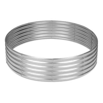 4x4x1ft Round Raised Garden Beds Outdoor Steel Fire Pit Ring Flower Planter | Large Galvanized Metal Above Ground Boxes Kit for Gardening Vegetables Outside