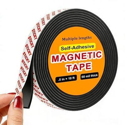 Towjug Sticky Magnetic Tape (0.5in x 10ft) Anisotropic Magnets Roll | Flexible Magnet Strip with Adhesive Backing for Crafts, Kitchen, Whiteboards, Fridge, DIY Organization