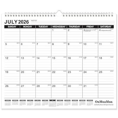 OuMuaMua Wall Calendar 2026, Calendar Wall 2026-2027, Jun. 2026 to Dec. 2027, 14" X 11.5" 19-Month Paper Hanging Planner Wall with Thick Paper, Ruled Blocks for Office Home Planning & Organizing