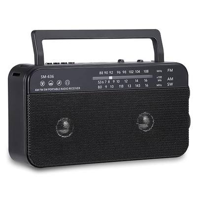 SEMIER Portable AM FM Shortwave Radio with Bluetooth Speaker Plug in Wall, 3X D Cell Batteries Or AC Power Transistor Radio with 2 Tone Mode, Double Loud Speakers, Support AUX/USB/TF Card Play