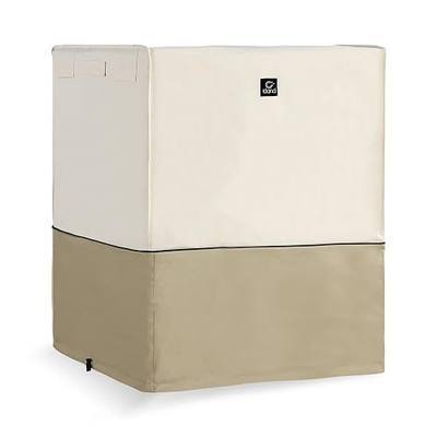 Air Conditioner Cover for Outside Units with Upgraded Waterproof Fabric, Durable 600D AC Cover for Outdoor Air Conditioner Protection, Fits up to 26W x 26D x 32H Inch Beige
