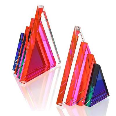 Crystal Geometric Triangle Bookends Heavy Non-Skid for Shelves Office Decor | Colorful K9 Crystal Triangle Bookends 3Lbs Pair for Heavy Books. Non-Skid Base. Modern Home Office Bookshelf Display