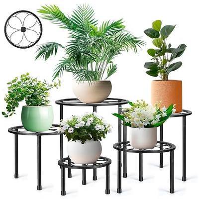 Amaoot 5 Pack Metal Plant Stand, Iron Plant Stands for Indoor and Outdoor, Flower Pot Stands for Multiple Plant, Black Potted Plant Holder for Garden Home