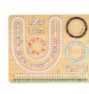 ORNUNIQ Premium Bamboo Beading Board for Jewelry Making, Best Bead Mat Tray for Bracelet and Necklace Design, Combo Beading Board Set (13.7")