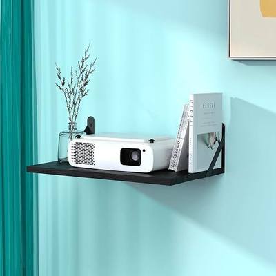 DAWASAPAT Projector Shelf,Projector Wall Mount Floating Shelf/Rack Holder Mount,PlayStation/Storage Box Modem Cable Shelf by Wood, 15.7" x 9.8"(Lx W), Max Load Reach up 20lb