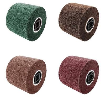 GEVEELIFE Burnishing Polishing Wheel Drum 4 Pack (80# 120# 240# 320# Grit), Emery Abrasive Wire Drum 120x100mm for Metal Stainless Steel Wood Surface Conditioning Treatment, DDGJ-LSL-4PCS